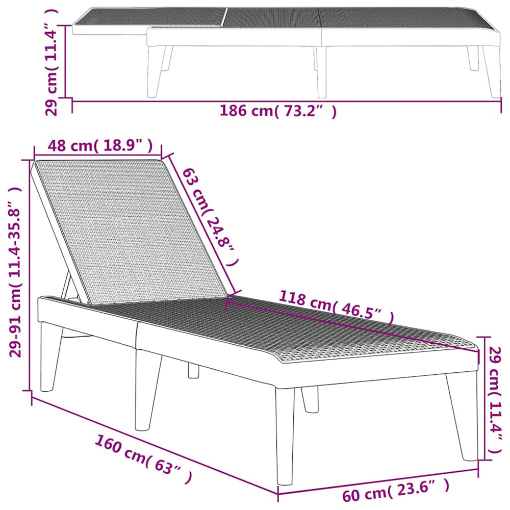 Walplus White Jute 4 Position Adjustable Sun Lounger Image 9