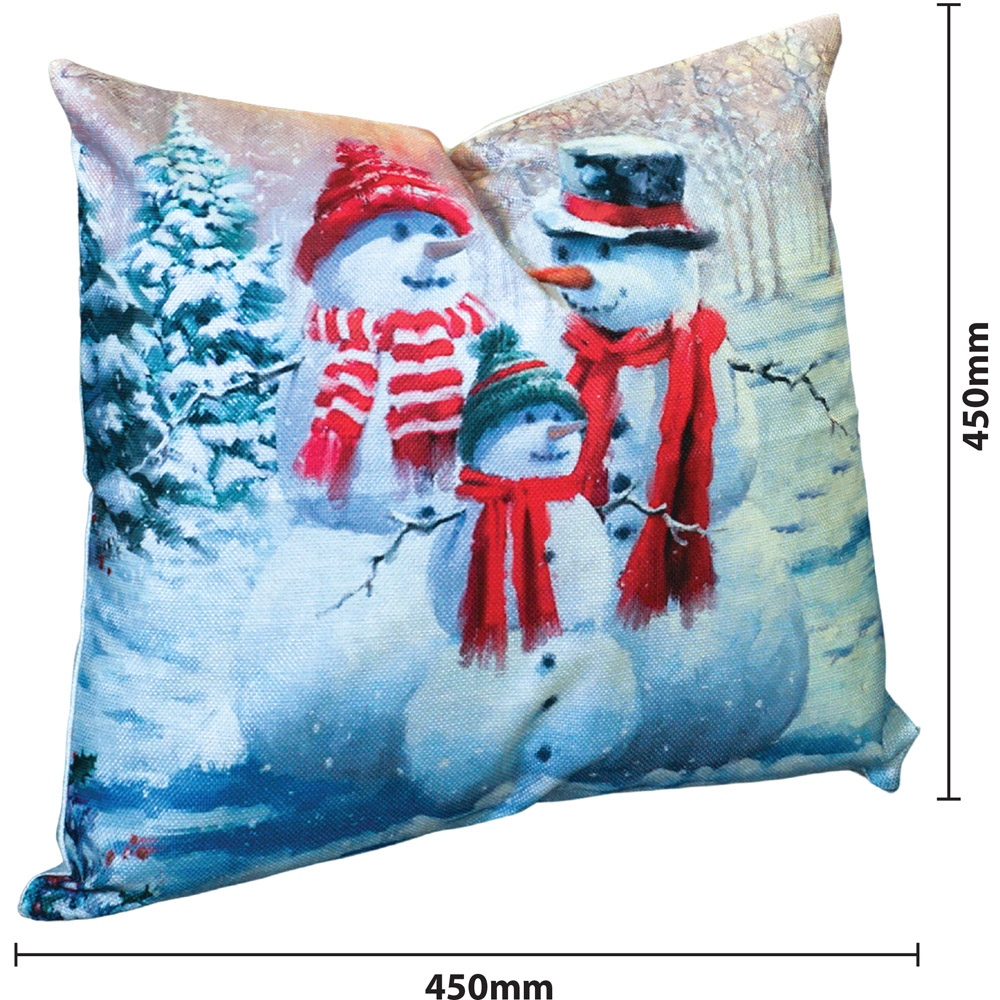 Xmas Haus Festive Family Snowman Christmas Cushion 45 x 45cm Image 4