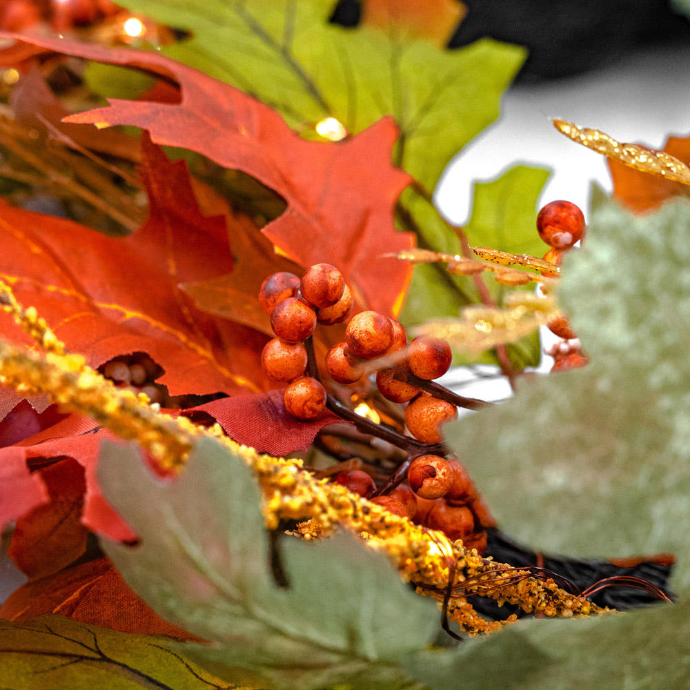 Norfolk Autumn Forest 150 Warm White LED Christmas Garland with Berries 183cm Image 2