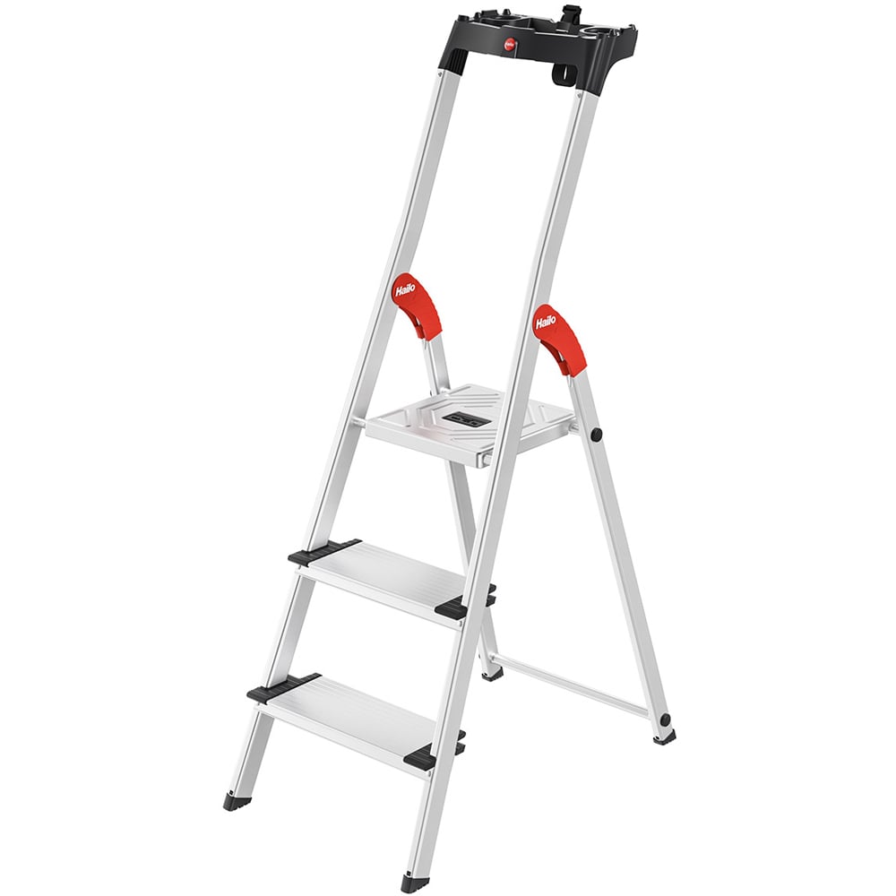 Hailo 8040-307 L80 3 Tread Aluminium Deep Step Ladder Image 1