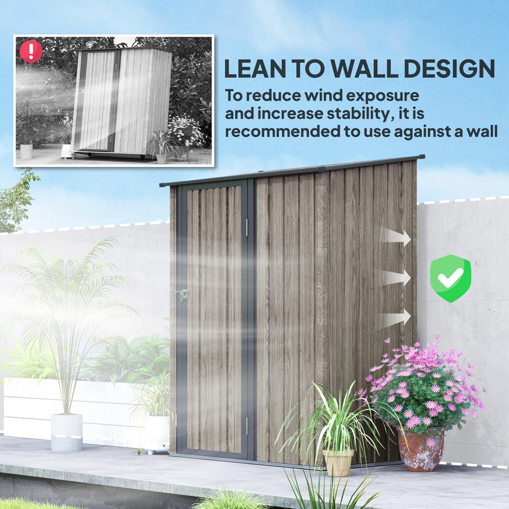 Outsunny 4.4 x 2.6ft Light Grey Metal Garden Storage Shed with Lockable Door Image 8