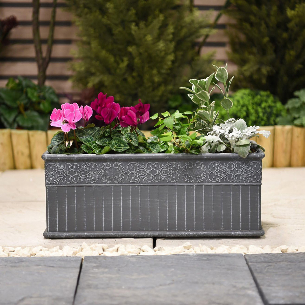 Garden Gear Damask Lead Effect Trough and Planter Set Image 5