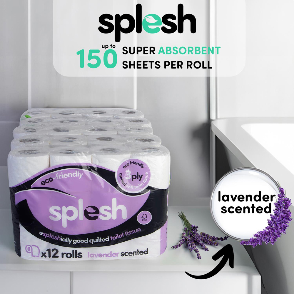 Splesh Quilted Lavender Soft Toilet Tissue 60 Rolls 3 Ply Image 3
