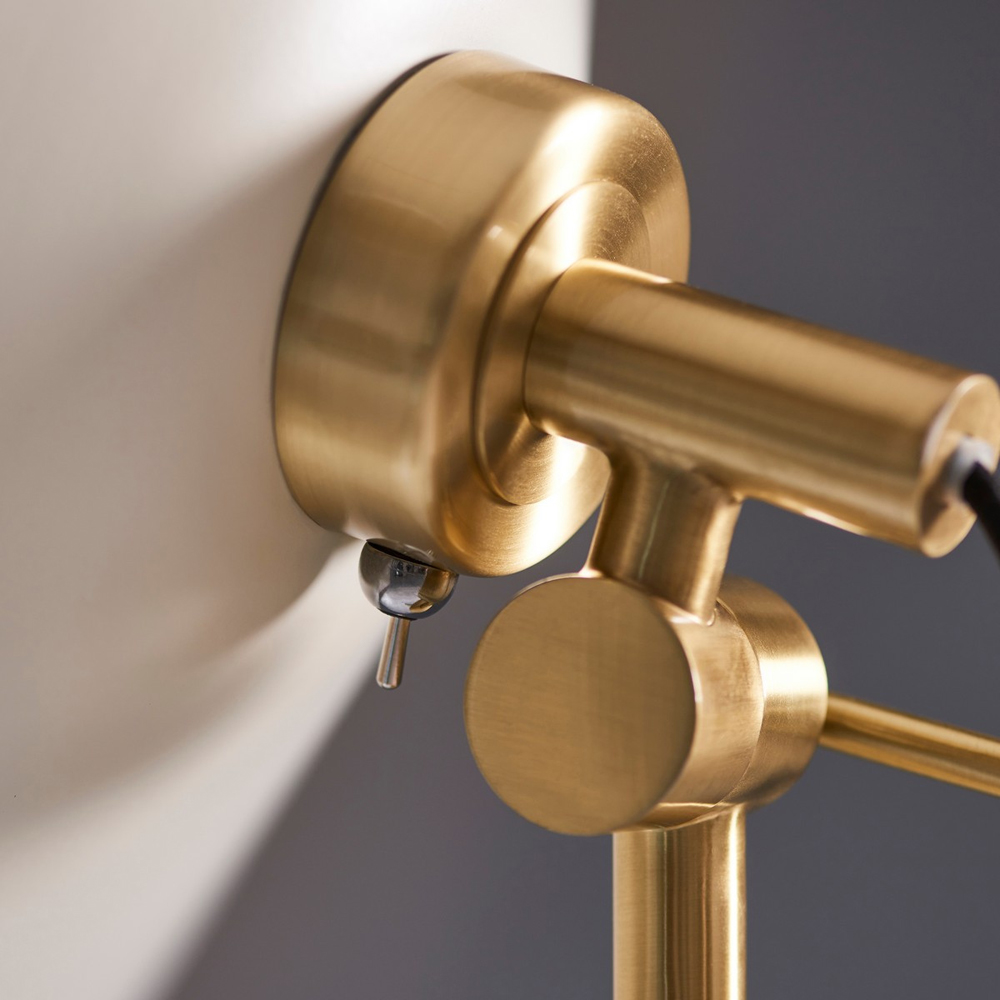 Merano Milan Warm White Brushed Brass Plate Complete Floor Lamp Image 6