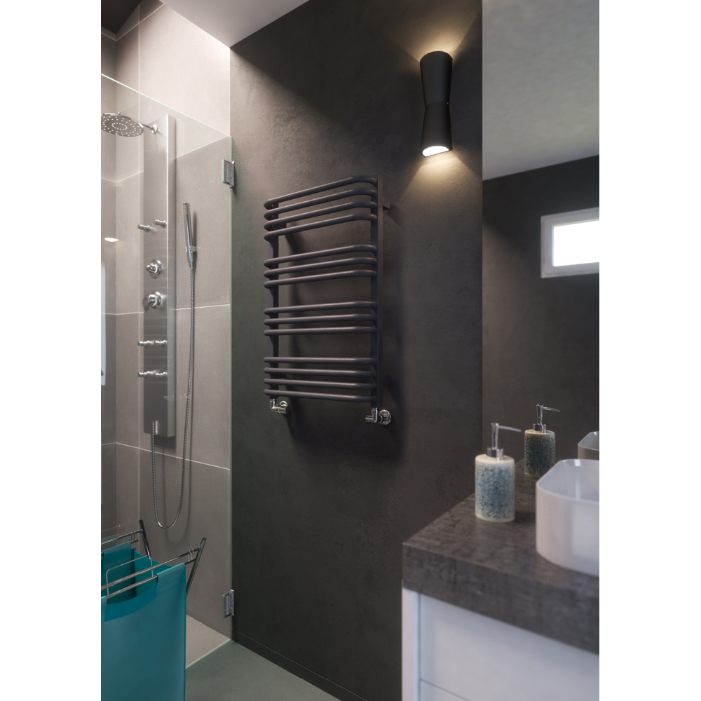 Terma Alex Modern Grey Heated Towel Rail 760 x 500mm Image 8