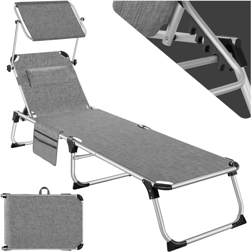 tectake Aurelie Mottled Grey 6 Position Backrest Sun Lounger Image 2