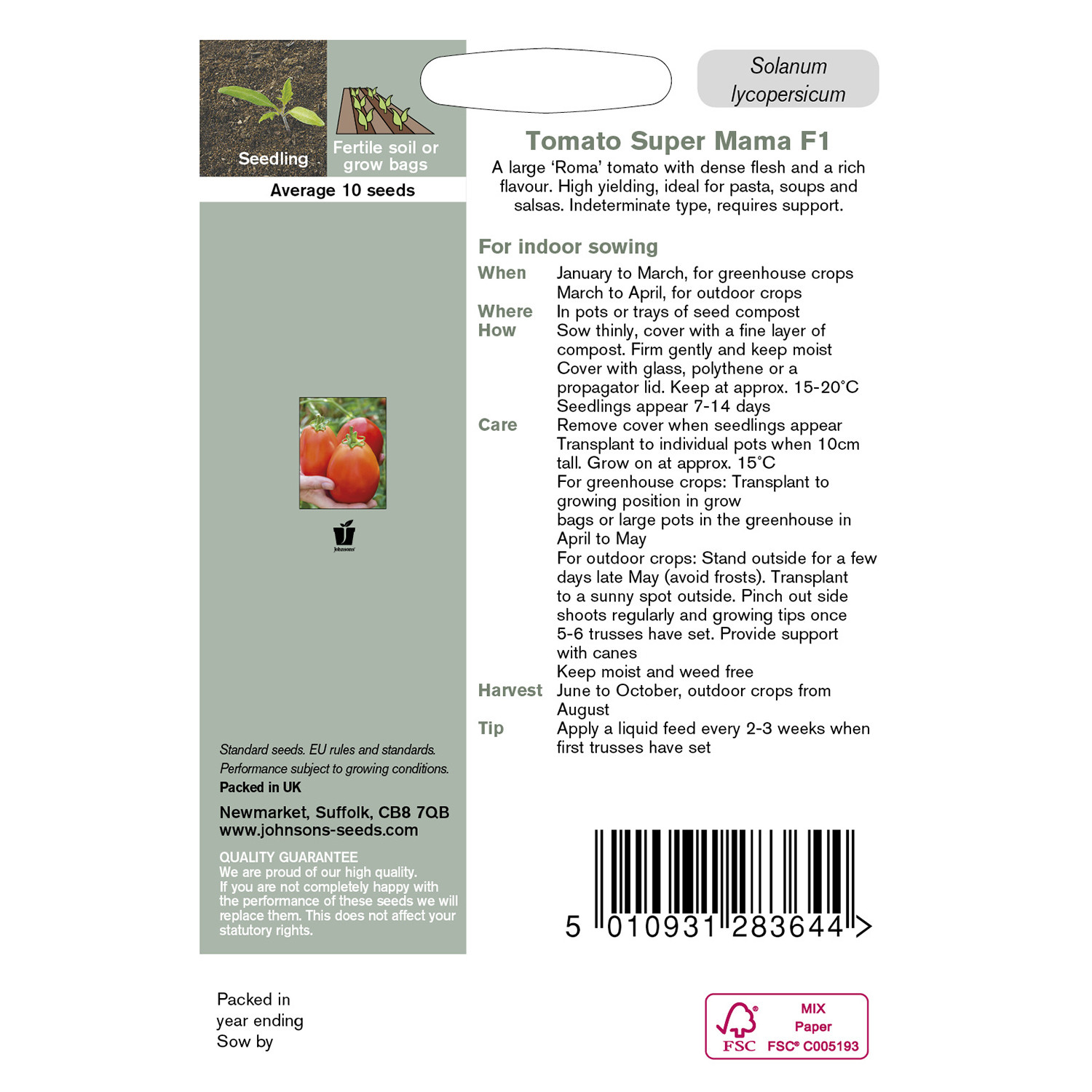 Johnsons Super Mama F1 Tomato Seeds Image 3