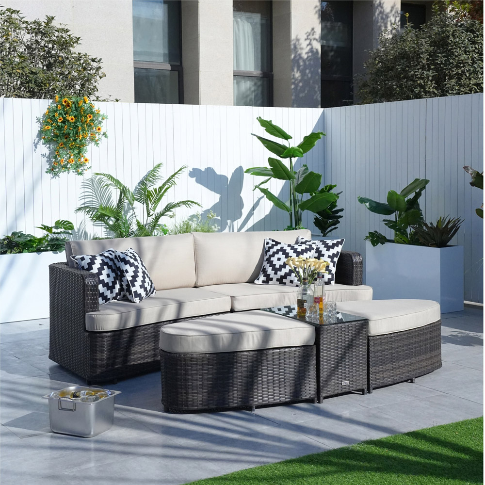 Direct Wicker Brown 2 Seater Rattan Garden Daybed with Coffee Table Image 3