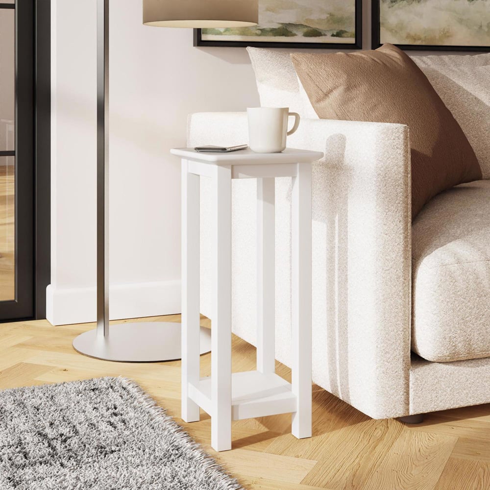 FWStyle Palma White Ready Assembled Side Lamp Table Image 7