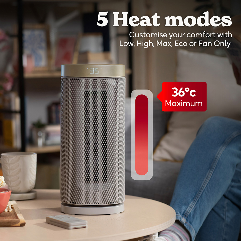 Russell Hobbs RHCTH2001ST-SMT Stone and Gold Round Smart Wi-Fi Enabled Ceramic Heater 2000W Image 6