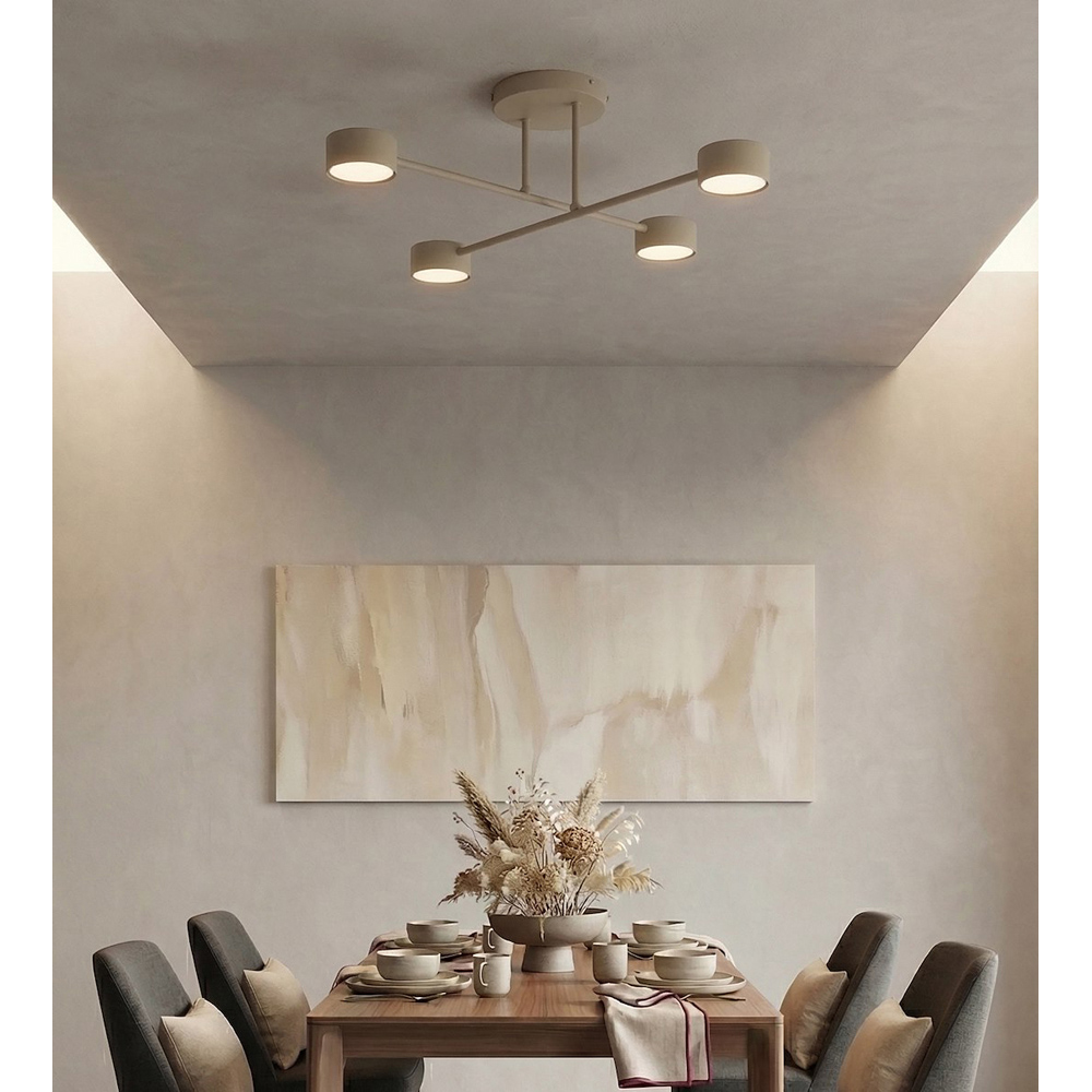 Emibig Halo 4 Light Sphere Shade Beige Cross Arm Design GX53 Ceiling Pendant Light Image 4