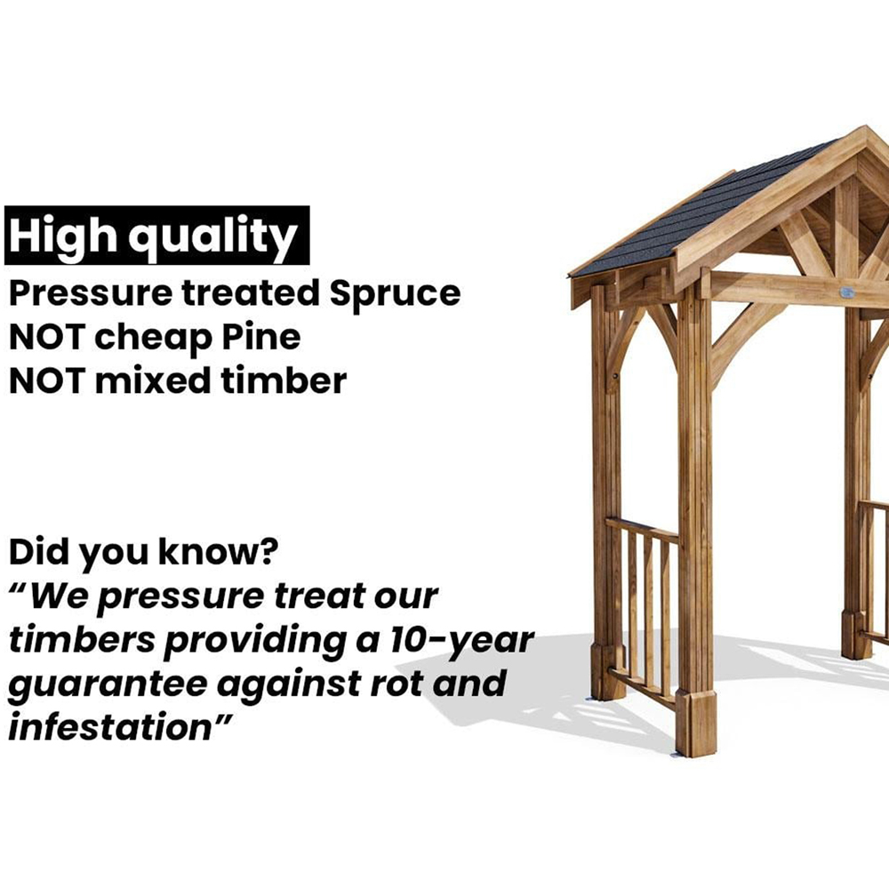 Dunster House Thunderdam 2 x 1.5m Brown Porch Canopy with Roof Shingles Image 6