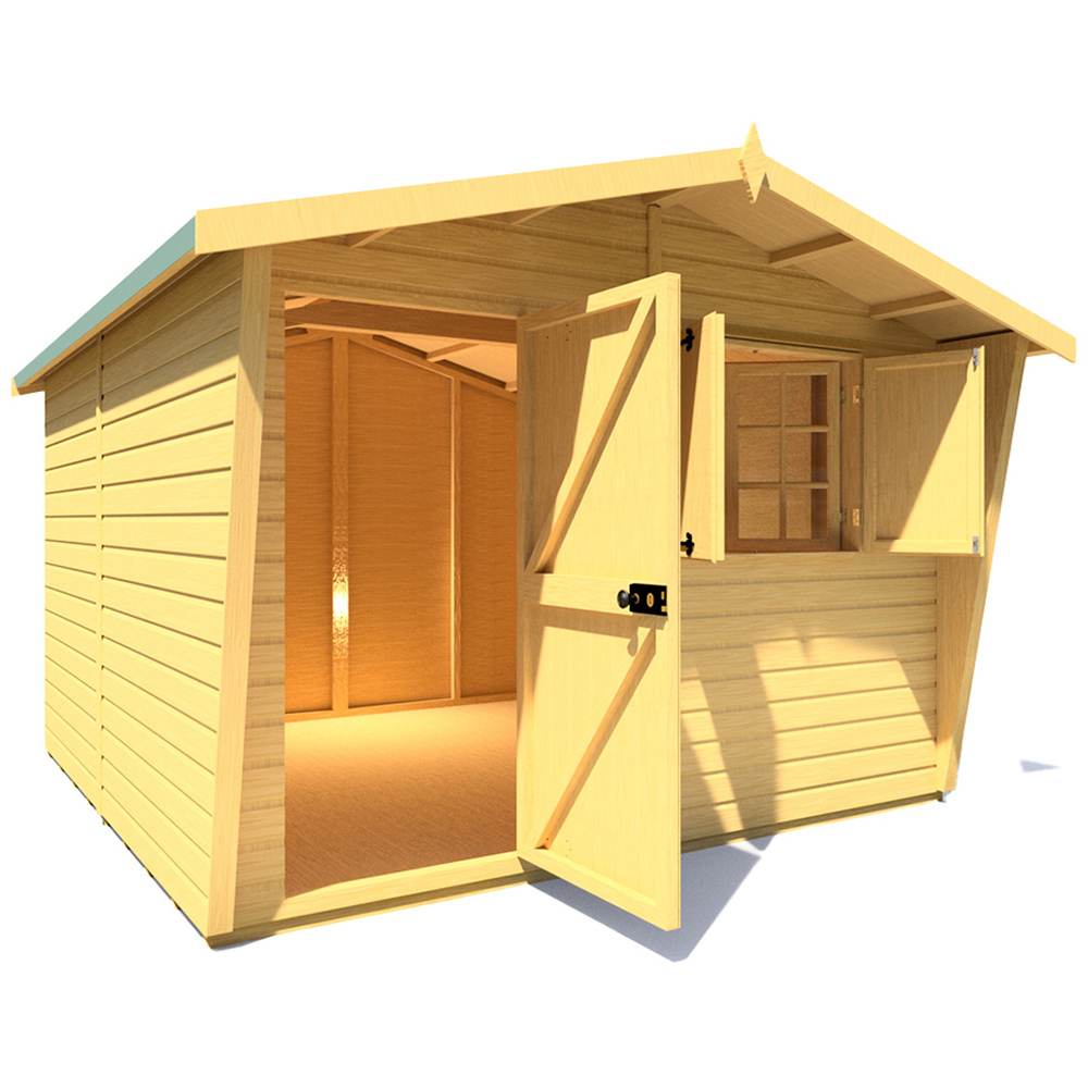 Shire 10 x 10ft Shiplap Style D Security Cabin Apex Garden Shed Image 4