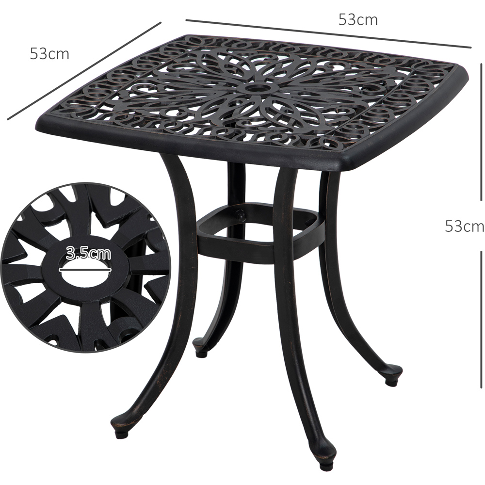 Outsunny Bistro Table with Umbrella Hole Bronze Tone Image 8