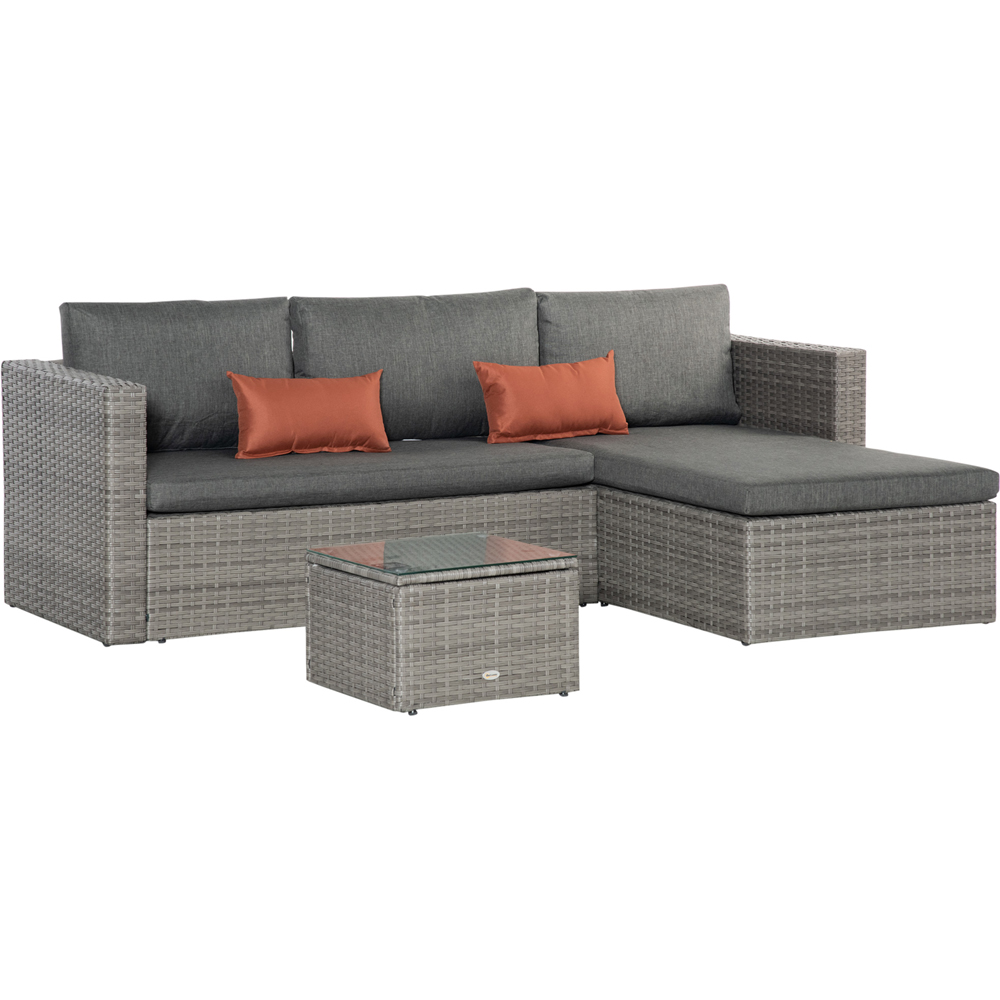 Outsunny 4 Seater Grey Rattan Corner Lounge Set Image 2