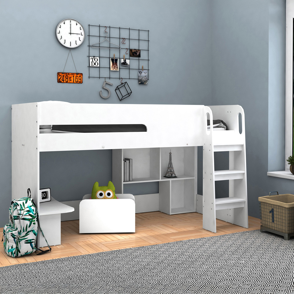 Kudl White Mid Sleeper with Toybox Cube Image 5