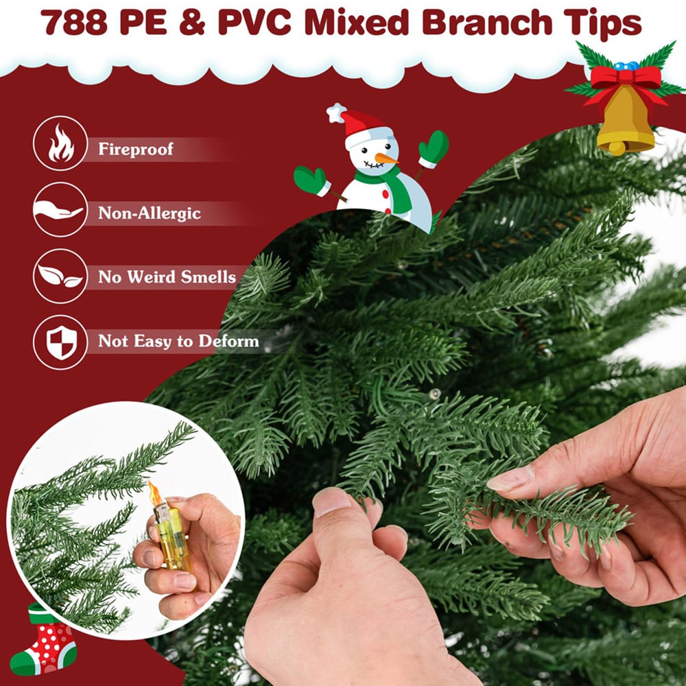 Costway Pre Lit Warm White LED Artificial Christmas Tree 6ft Image 4