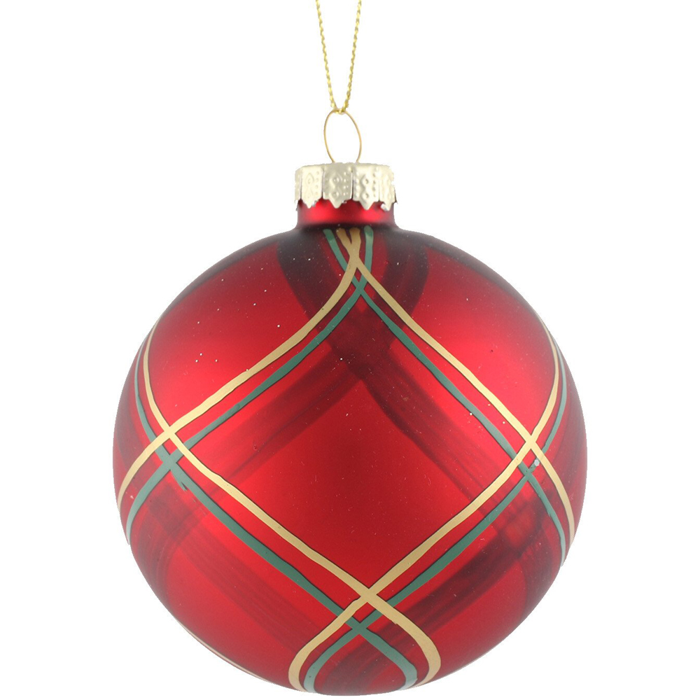 Matte Patterned Bauble Red Image 3