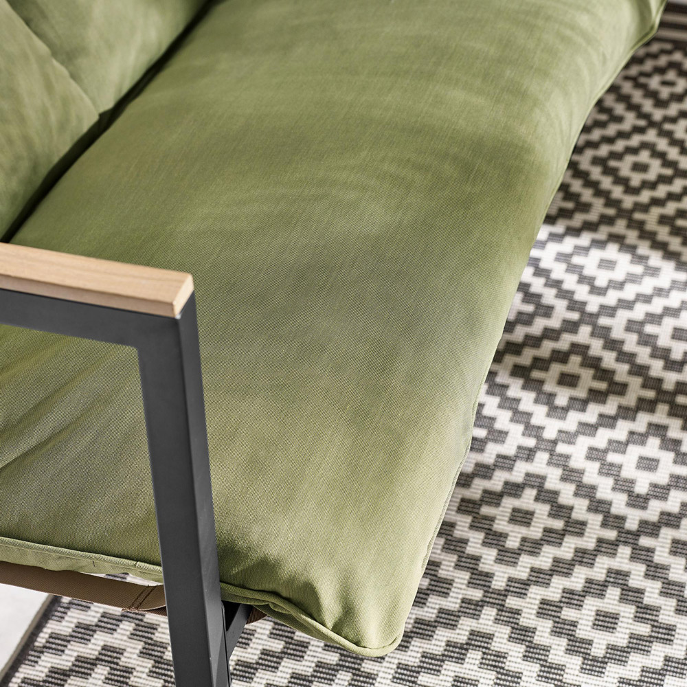 Furniturebox Piasa 6 Seater Black and Green Outdoor Corner Sofa Set Image 3