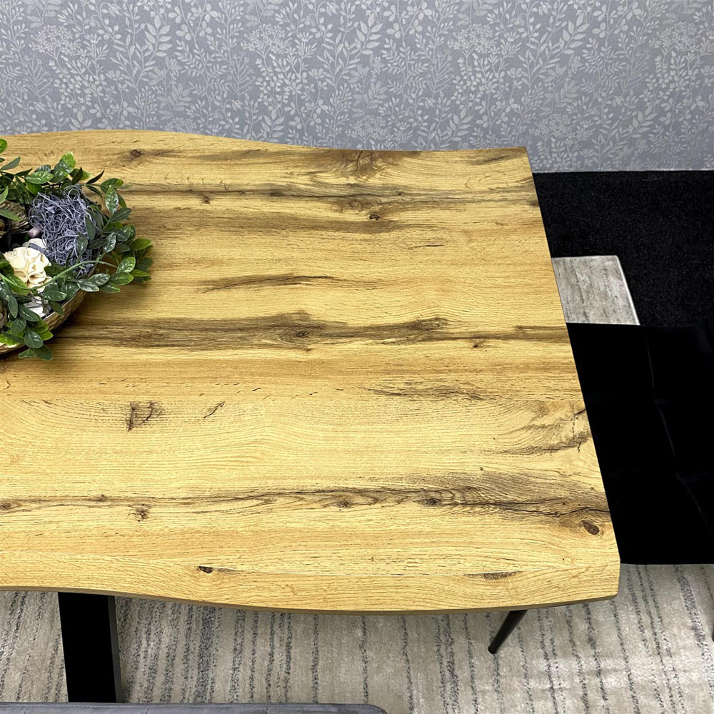 Kosy Koala 6 Seater Velvet Wooden Rectangle Dining Set with Bench Black and Grey Image 2