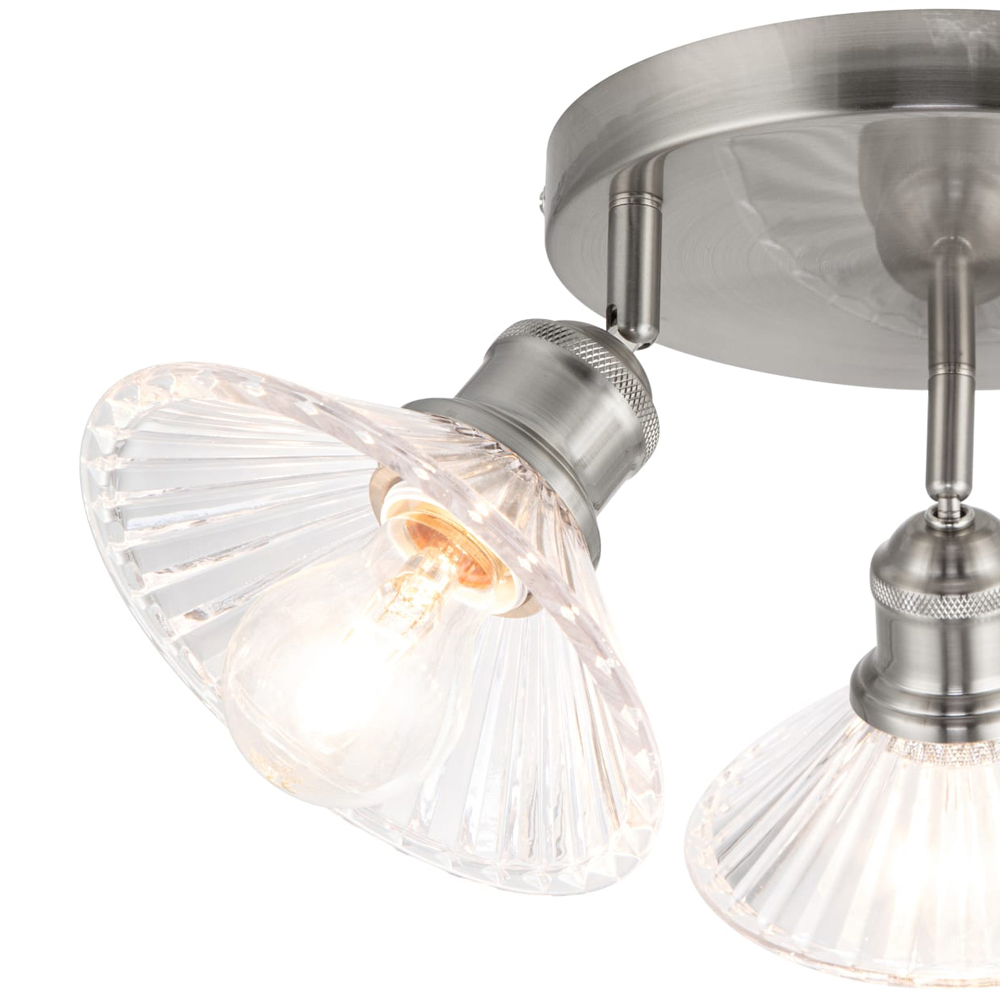 Cosylyte Milan Bathroom 3 Light Round Plate Ribbed Glass Spotlight Image 4