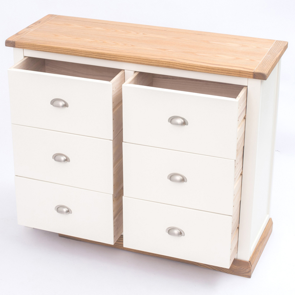 Cabinet Bits Tropea 6 Drawer White Chrome Cup Handle Chest of Drawers Image 5