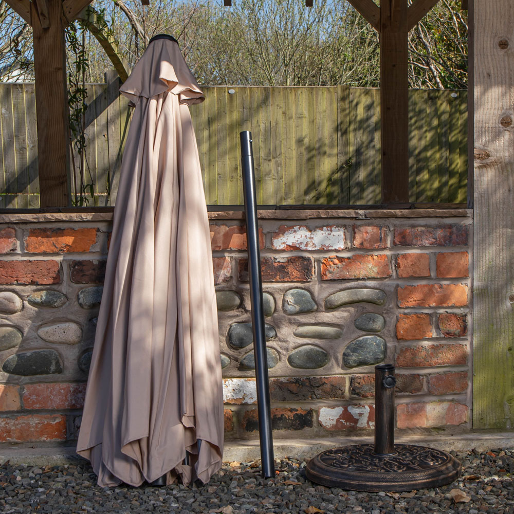 Samuel Alexander 6 Seater Garden Dining Table with Benches and Beige Havana Parasol and Base 2m Image 3