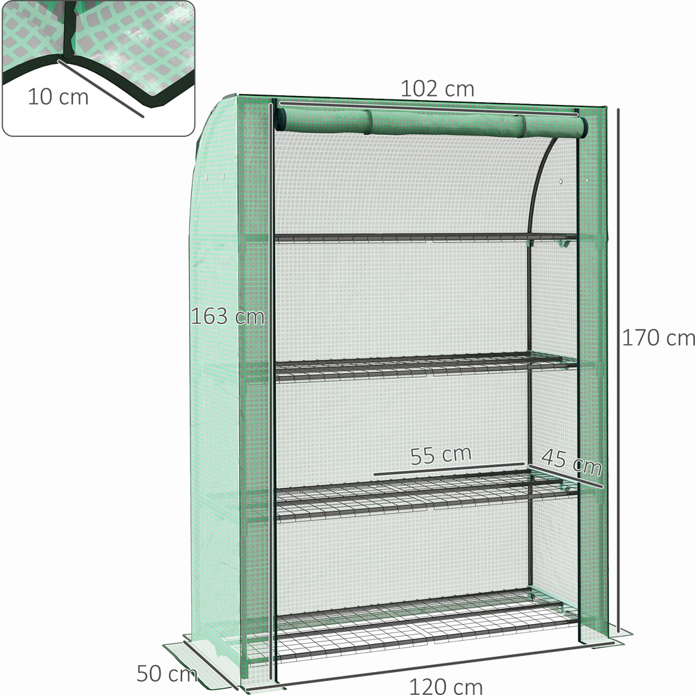 Outsunny Green Plastic 4 x 1.6ft 4-Tier Mini Greenhouse Image 8