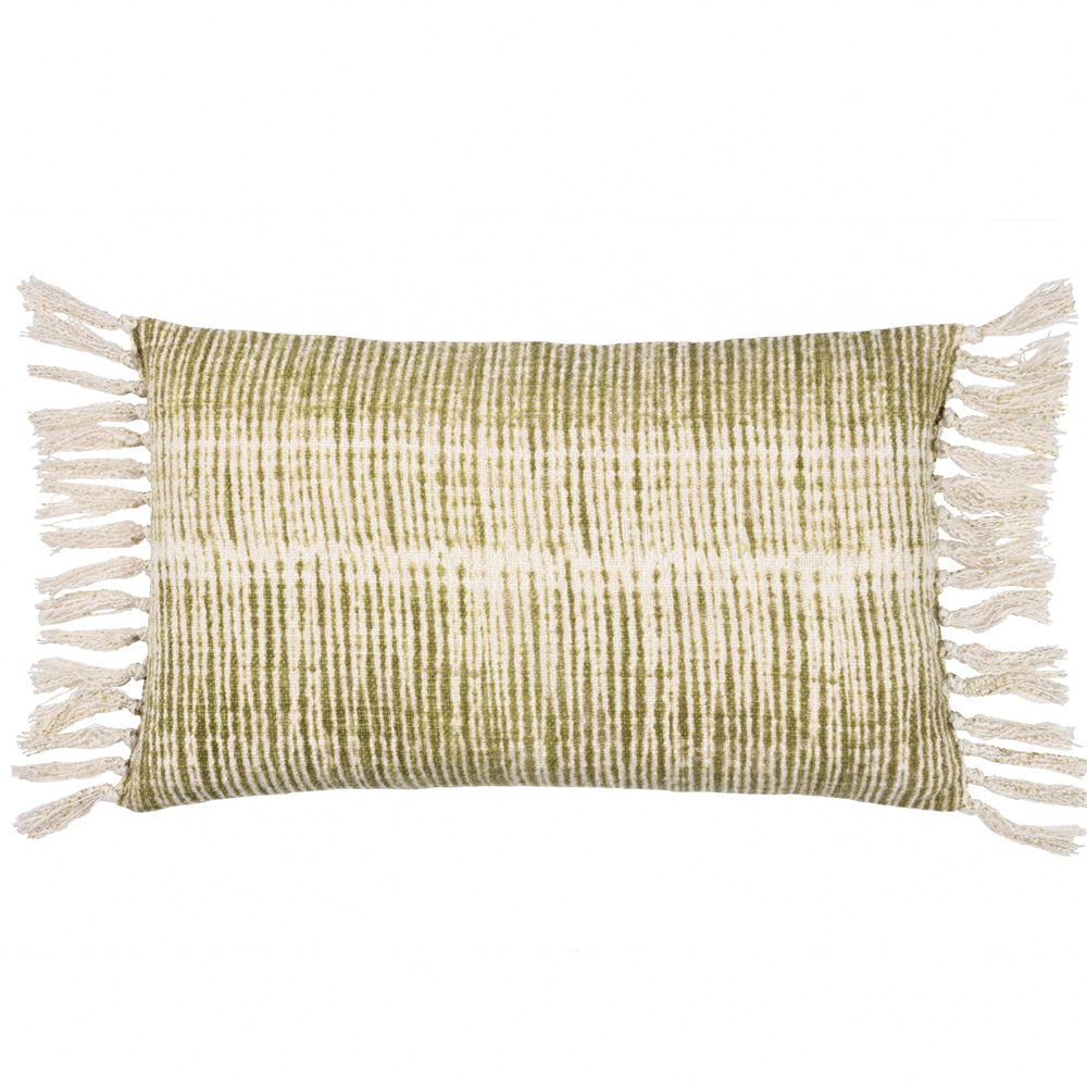 Yard Sono Olive Ink Abstract Fringed Cushion Image 1