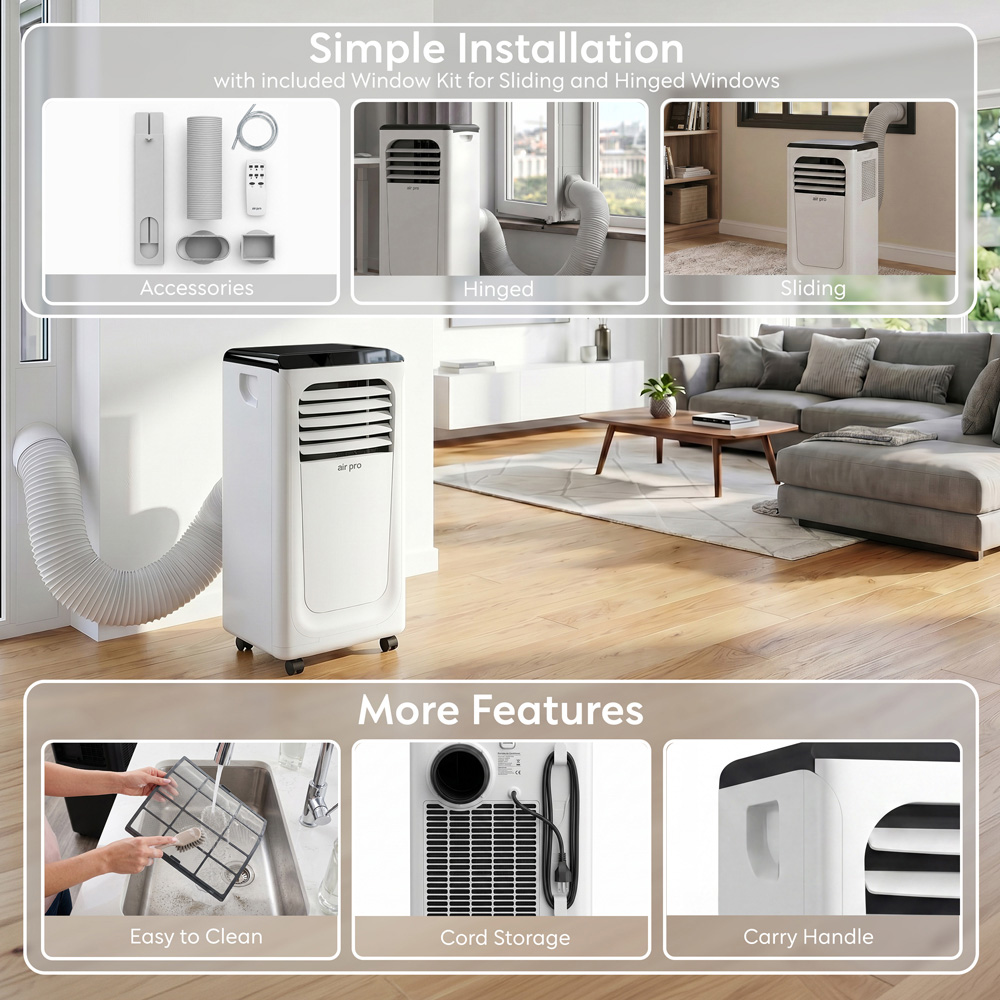 Air Pro 3-in-1 White Smart Wi-Fi Portable Air Conditioner 9000 BTU Image 9