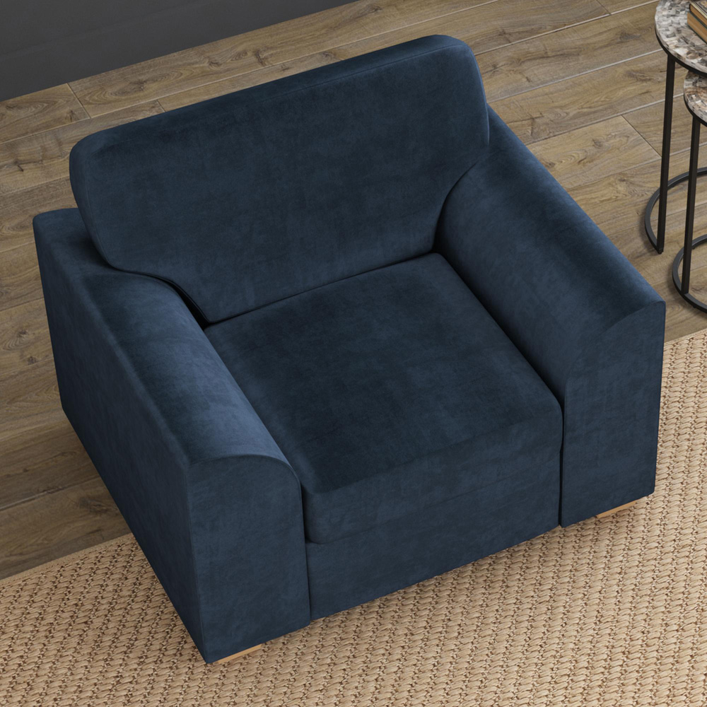 Modo Royal Blue Plush Velvet Fixed Back Armchair Image 7
