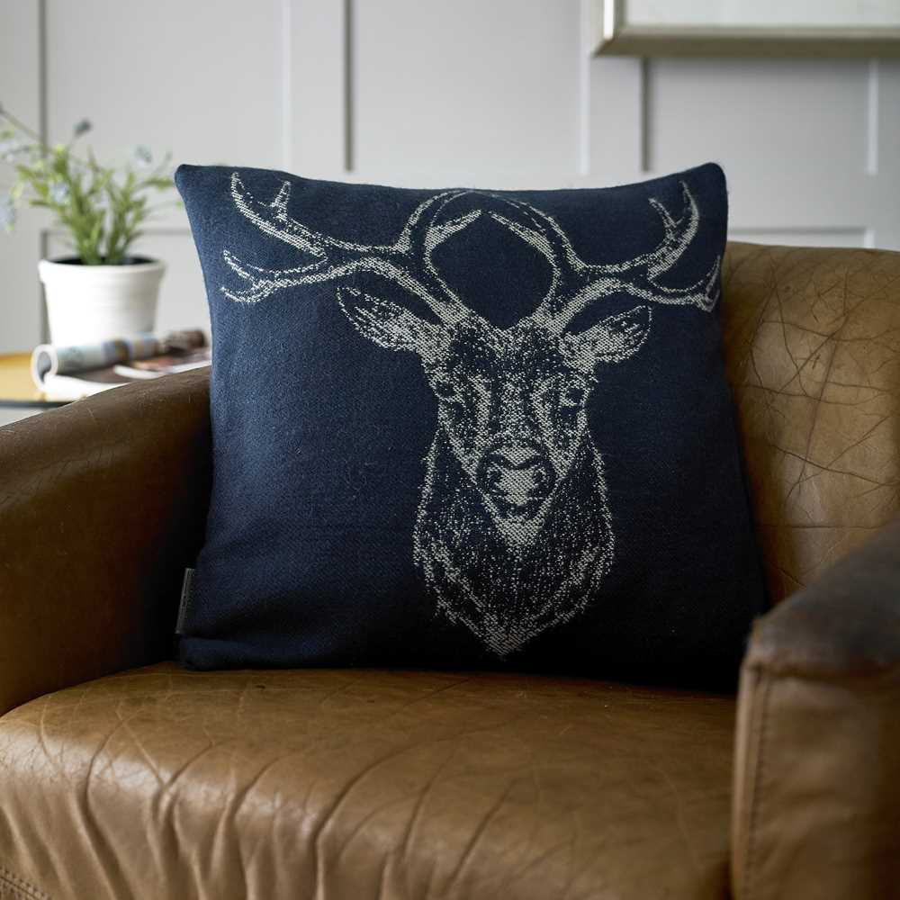 The Lyndon Company Stag Navy Acrylic Cushion 45 x 45cm Image 2