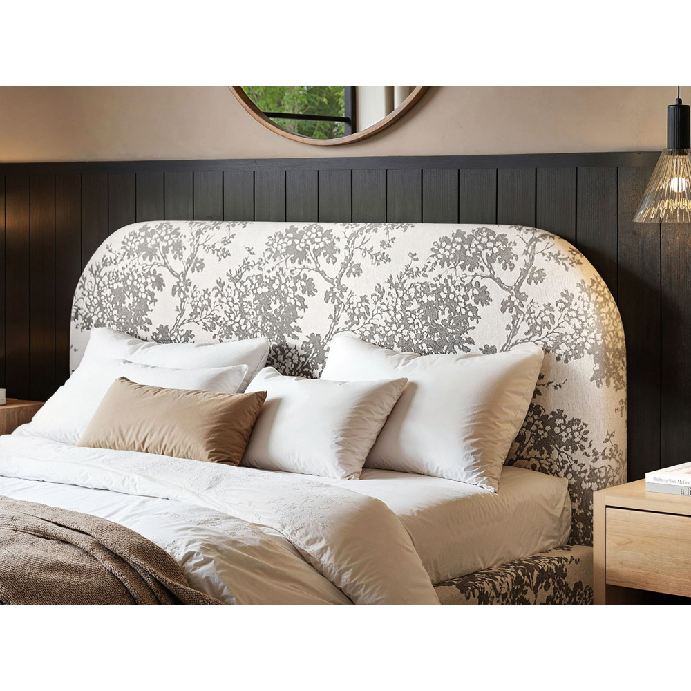 Flair Alba Double Beige Tree Print Chenille Lift-Up Ottoman Bed Image 2