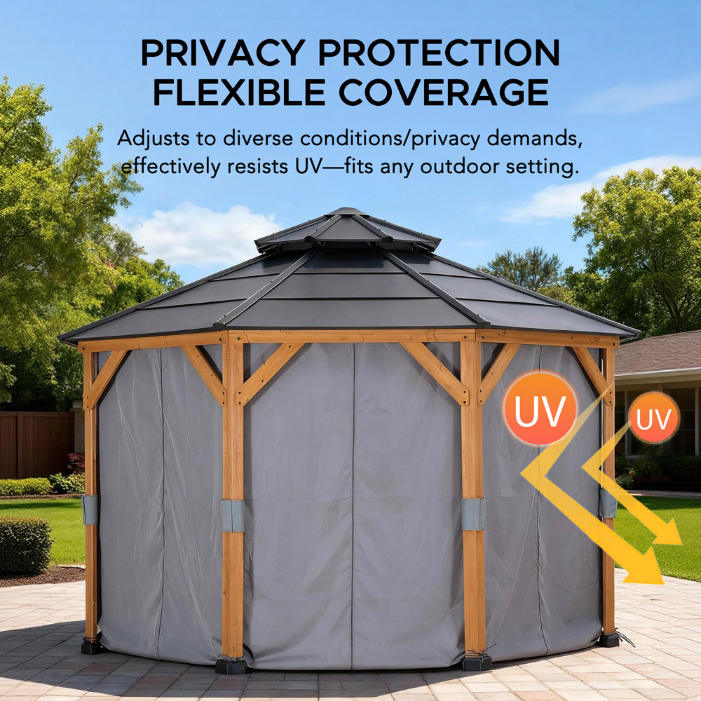 Sunjoy 3.9 x 3.9m Accessory Curtain for Steel Gazebo (Gazebo Not Include) Image 3