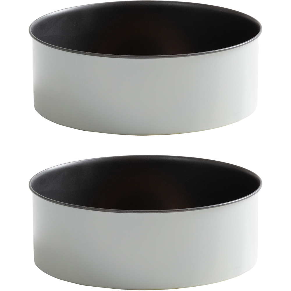 Wham PushPan 25cm Set of 2 Light Grey and Pewter Deep Tin Image 1