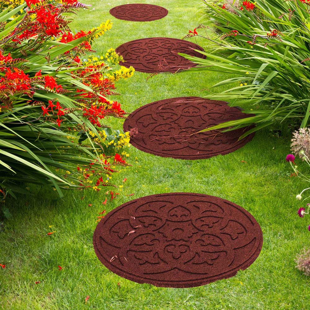 Nicoman Terracotta Scroll Reversible Garden Stepping Stone 46cm 4 Pack Image 2