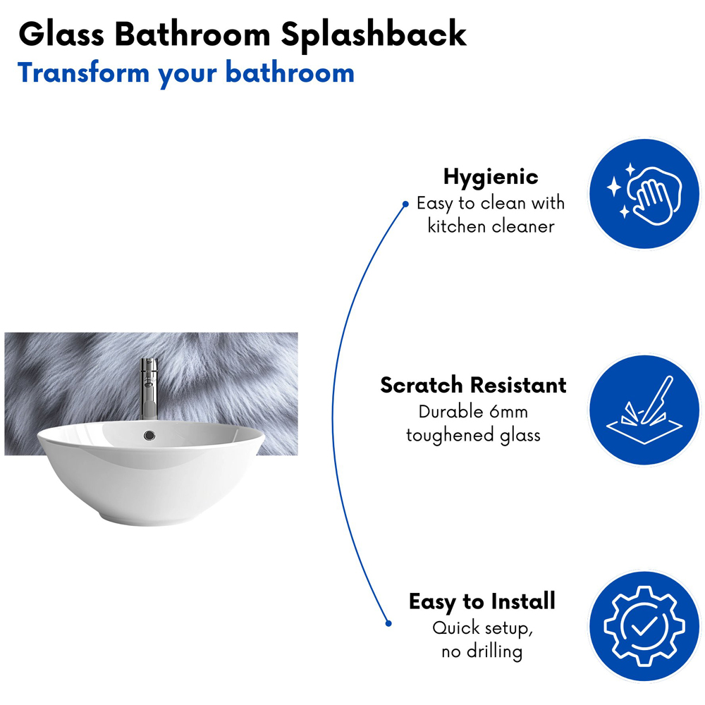 Warren Reed Designer Fur Print Silver Fox Bathroom Splashback 25 x 60cm Image 4