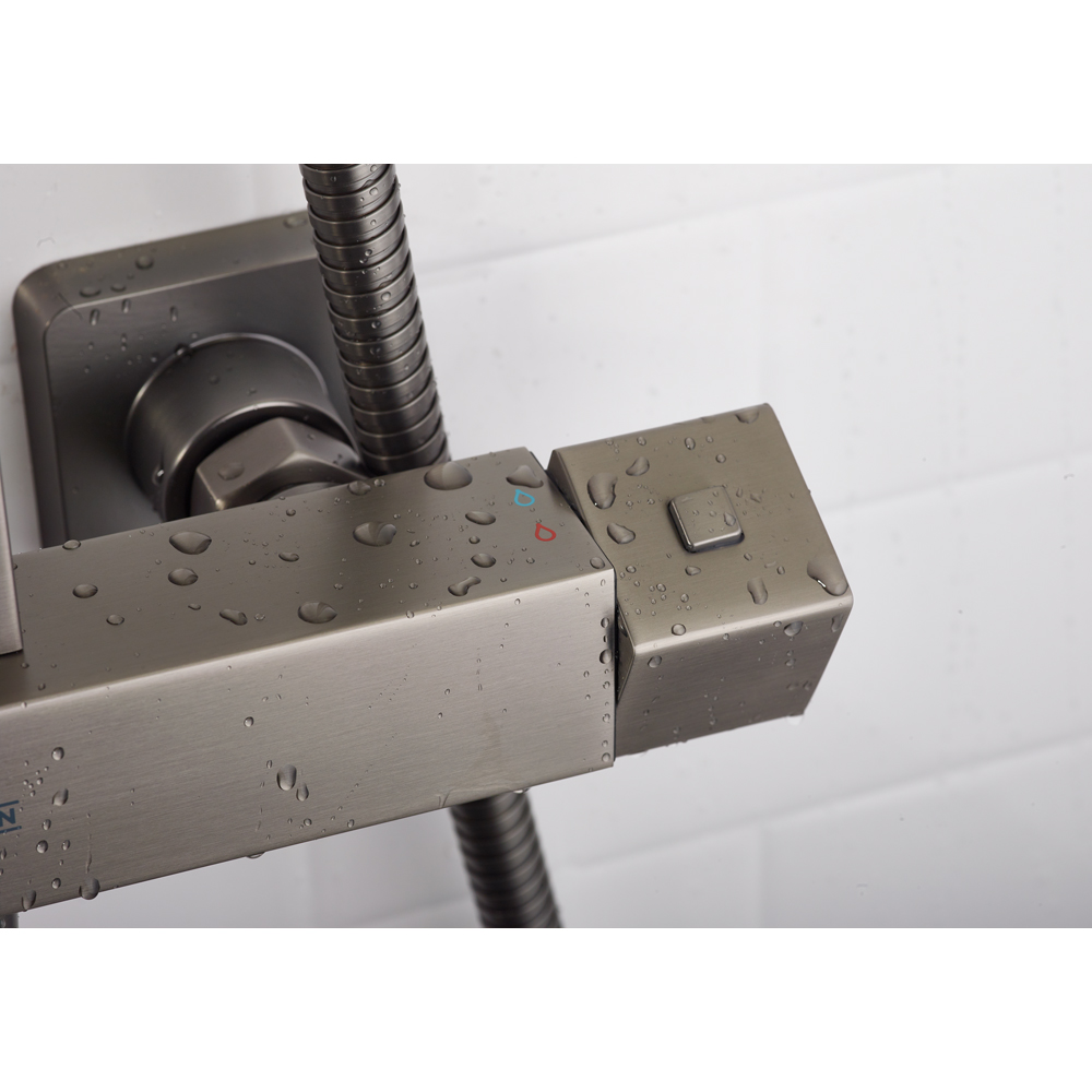 Bristan Quadrato Gunmetal Grey Cool Touch Thermostatic Bar Shower with Handset Image 6
