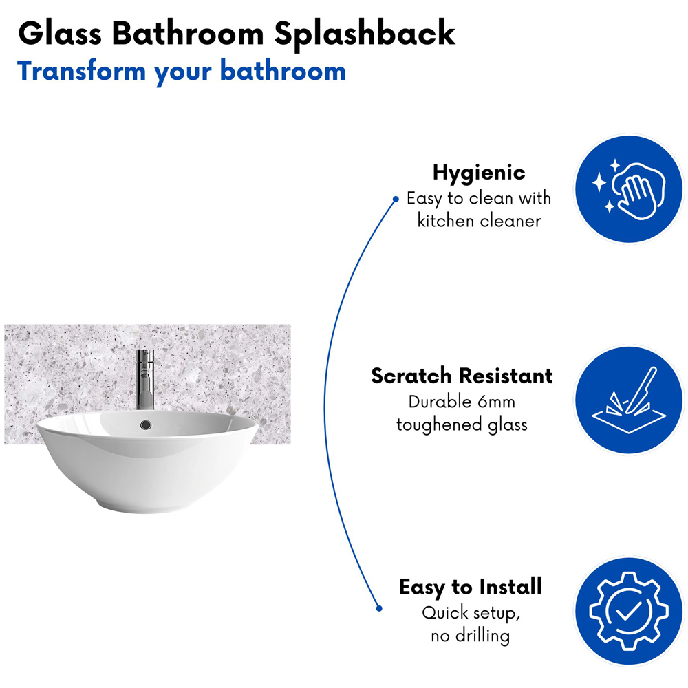 Warren Reed Designer Light Grey Quartz Effect Bathroom Splashback 25 x 60cm Image 4