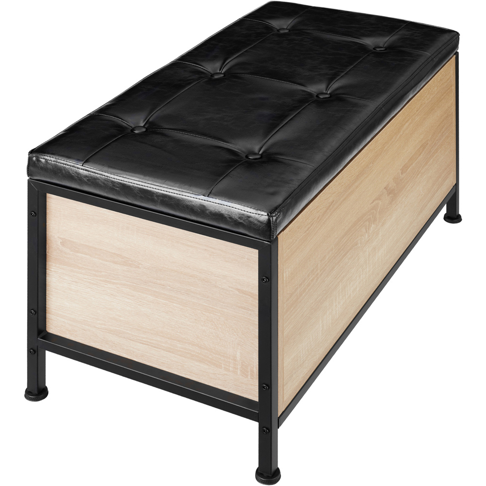 tectake Calico Light Wood Oak Sonoma Padded Storage Bench Image 4