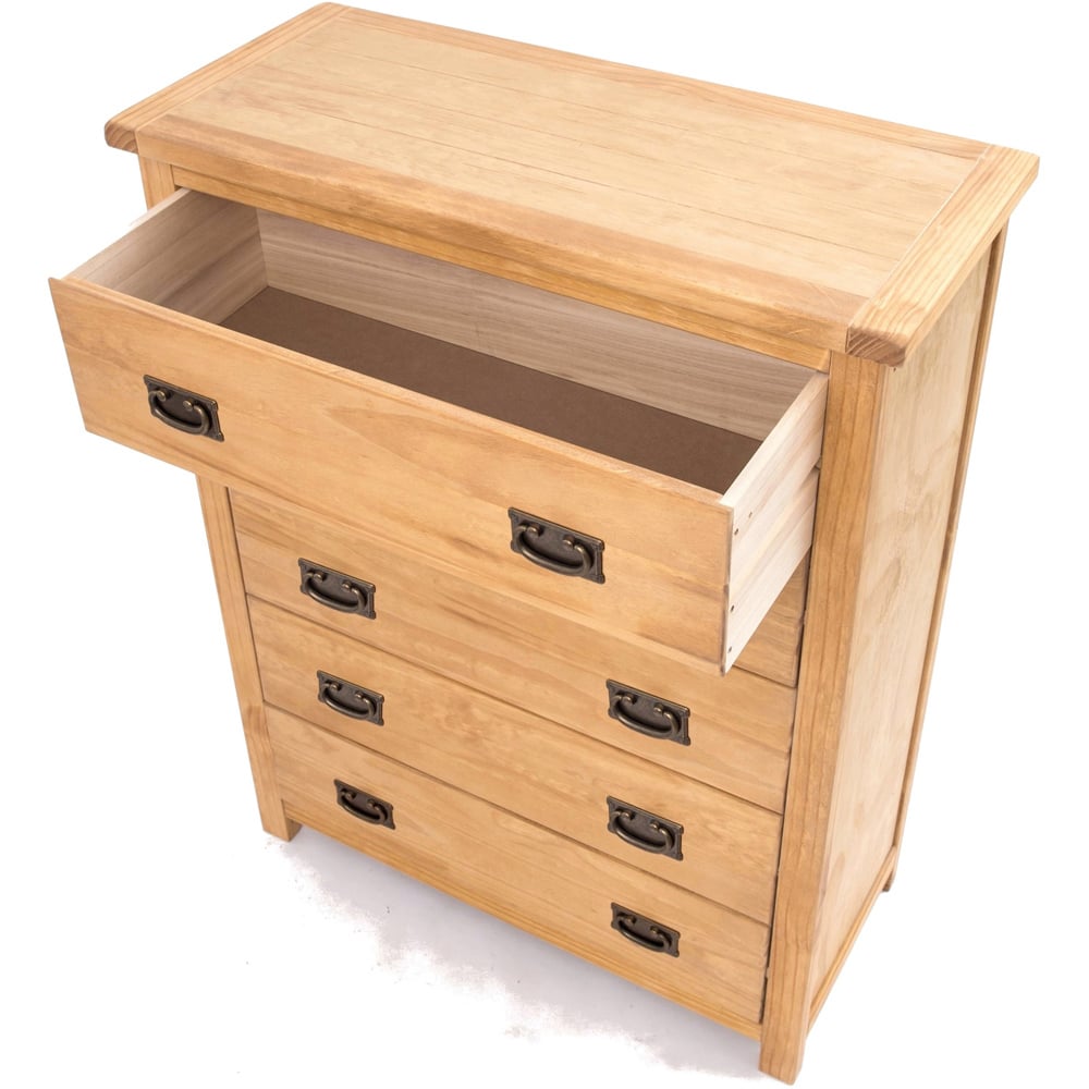 Cabinet Bits Lugo 5 Drawer Brown Brass Drop Handle Chest of Drawers Image 5