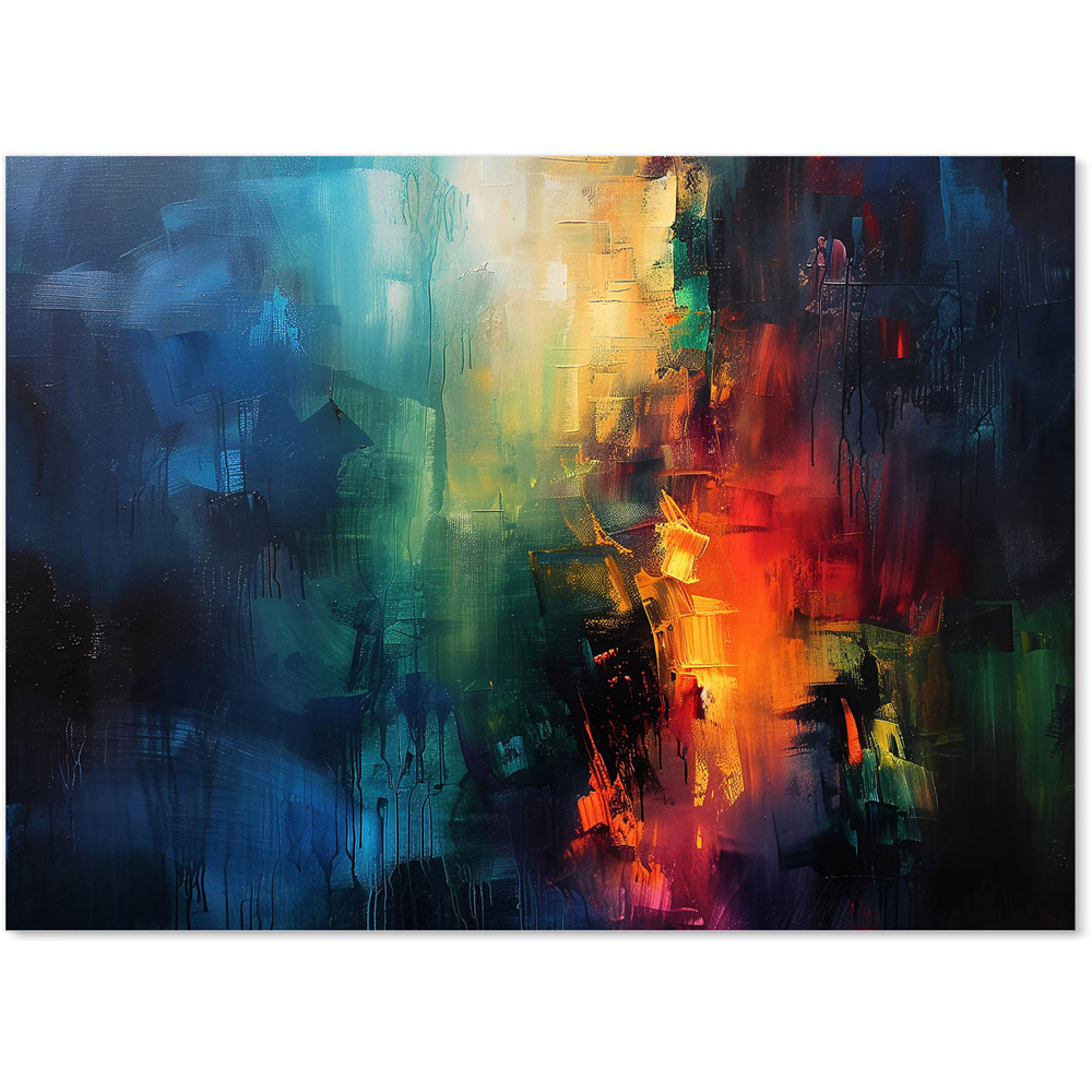 Warren Reed Designer Colourful Chaos Urban Dreamscape Glass Kitchen Splashback 65 x 90cm Image 2