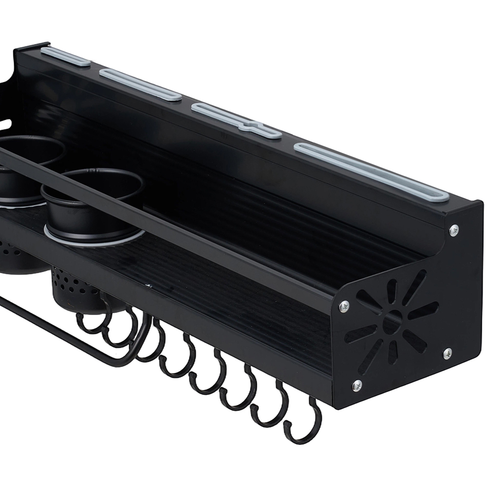 Living and Home Black Aluminium Kitchen Storage Rack with Knife Holder 49.2cm Image 3