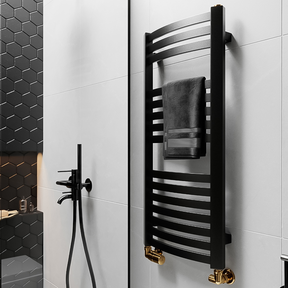 Terma Dexter 1102 BTU Matt Black Electric Heated Towel Rail 860 x 400mm Image 2