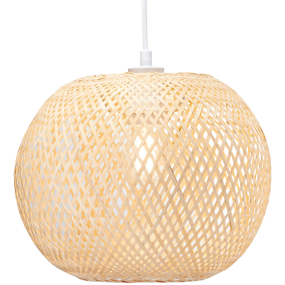Happy Homewares Natural Bamboo Strapping Spherical Cage Pendant Shade Image 3