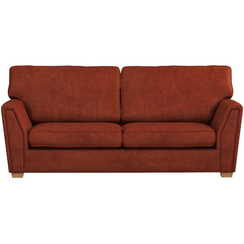 Wendleberry 3 Seater Marmalade Plush Velvet Fixed Back Sofa Image 2