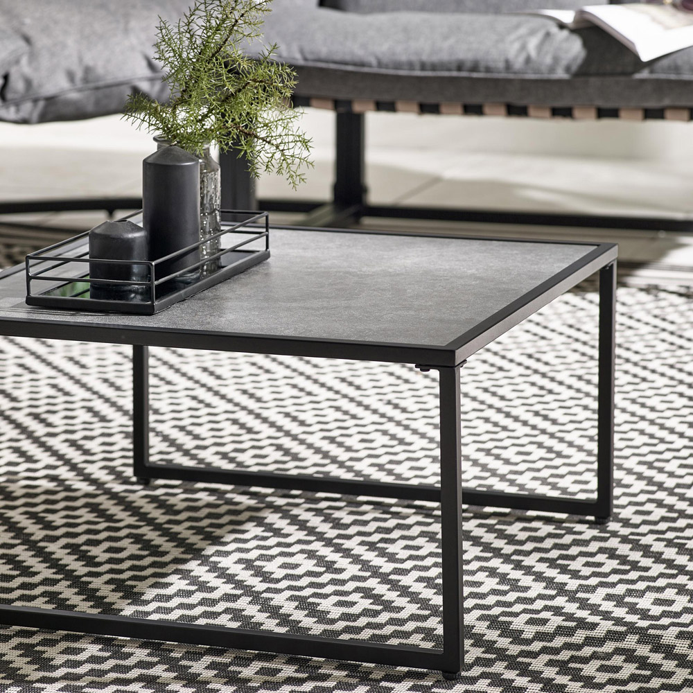 Furniturebox Piasa 6 Seater Black and Green Outdoor Corner Sofa Set Image 4