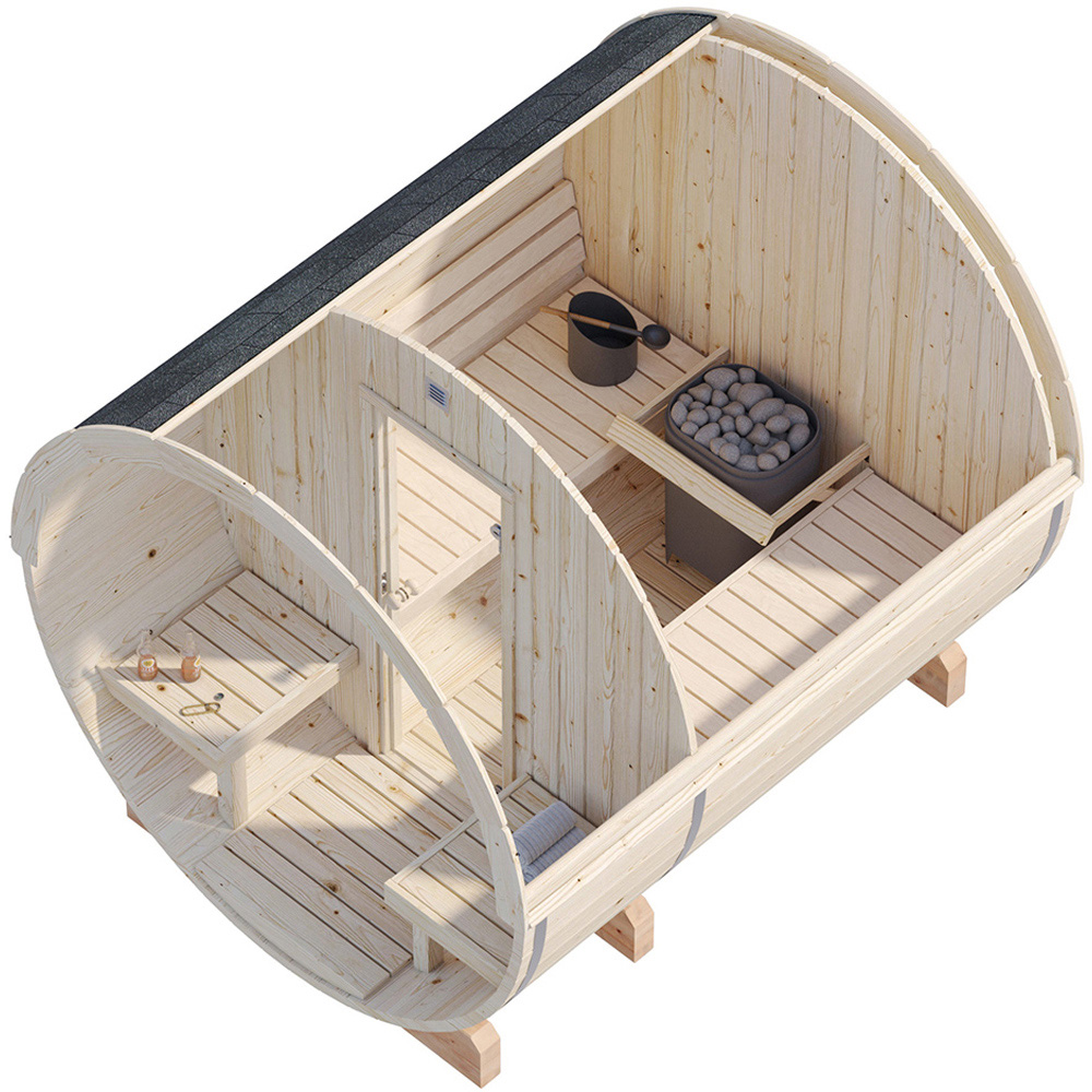 Palmako Anita 7.2 x 8.2ft Outdoor Barrel Wooden Sauna Image 4