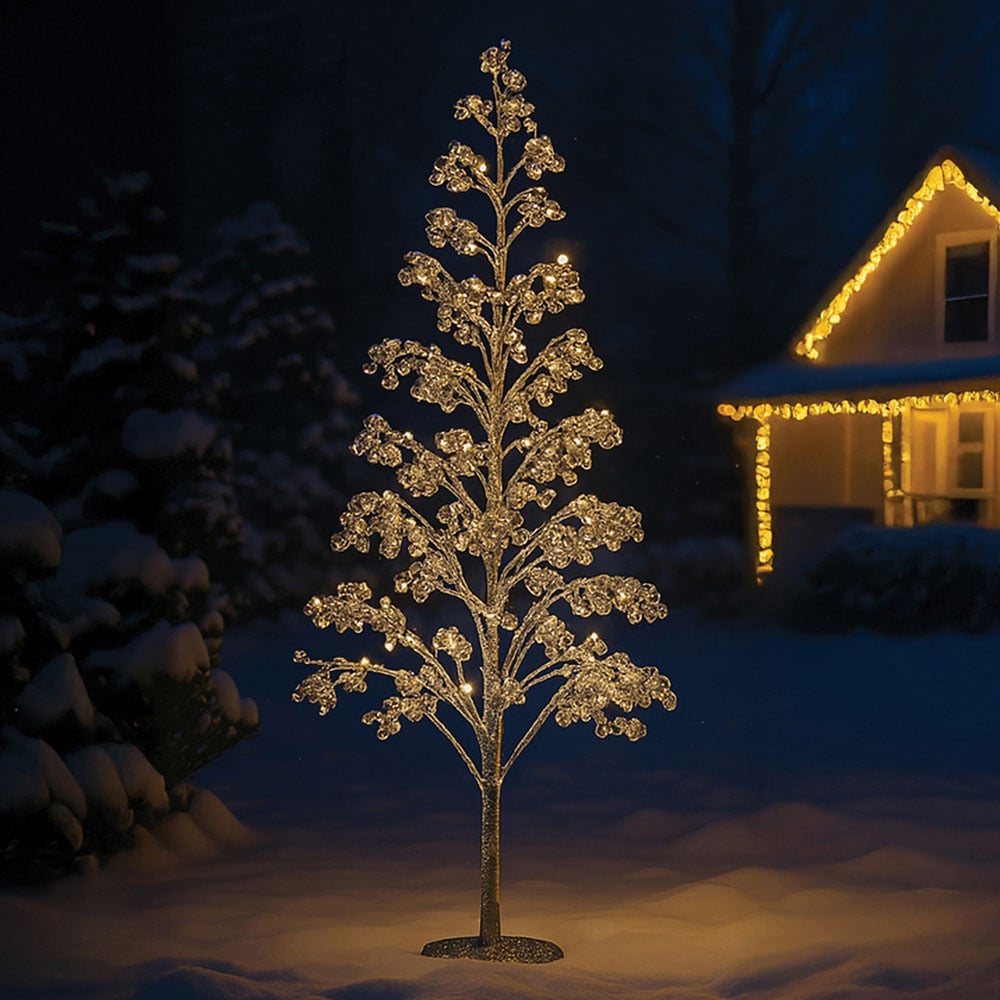 Xmas Haus 1000 Warm White Micro LED Pre-Lit Artificial Christmas Tree with Silver Baubles 6ft Image 3