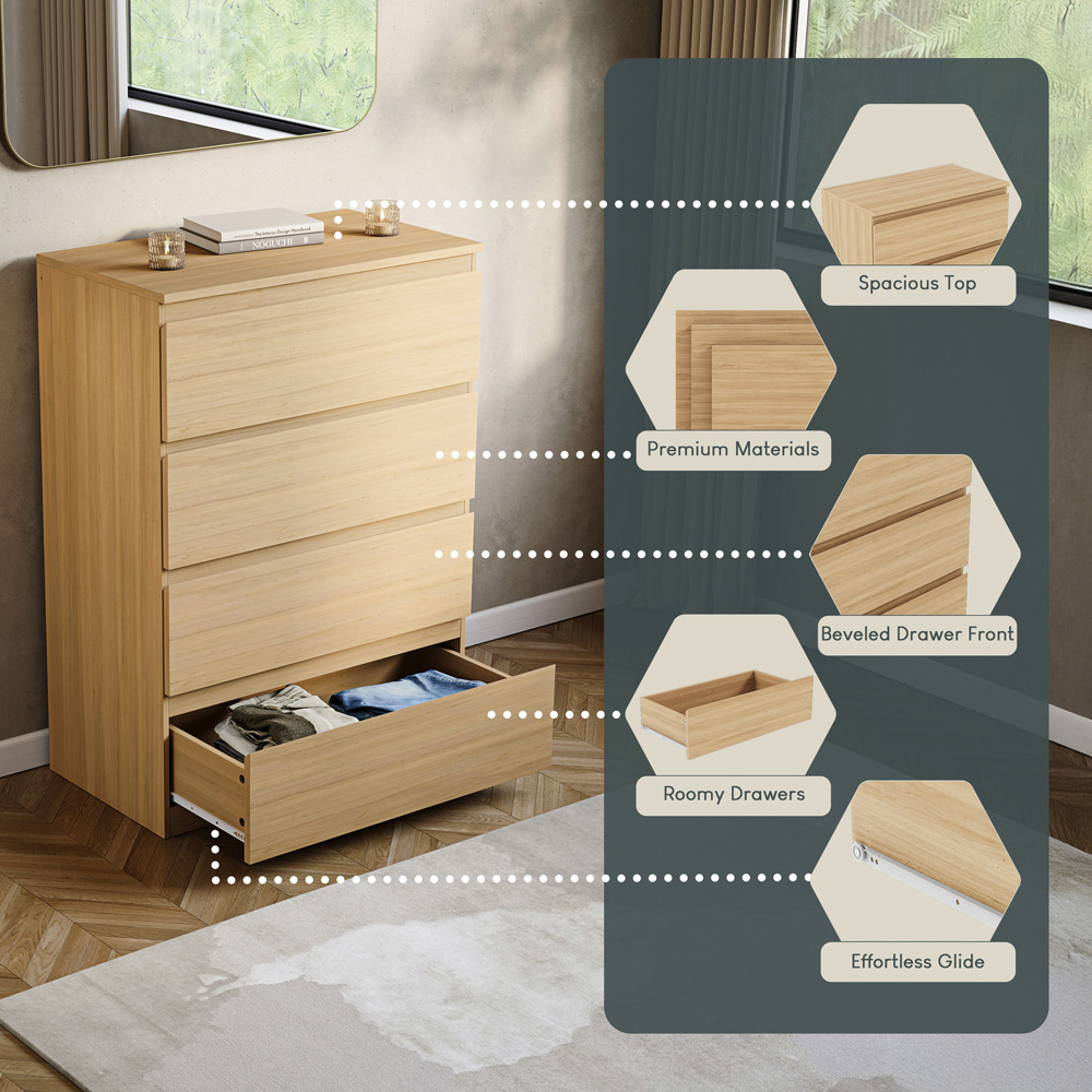 VIDA DESIGNS Denver 4 Drawer Pine Chest of Drawers Image 6